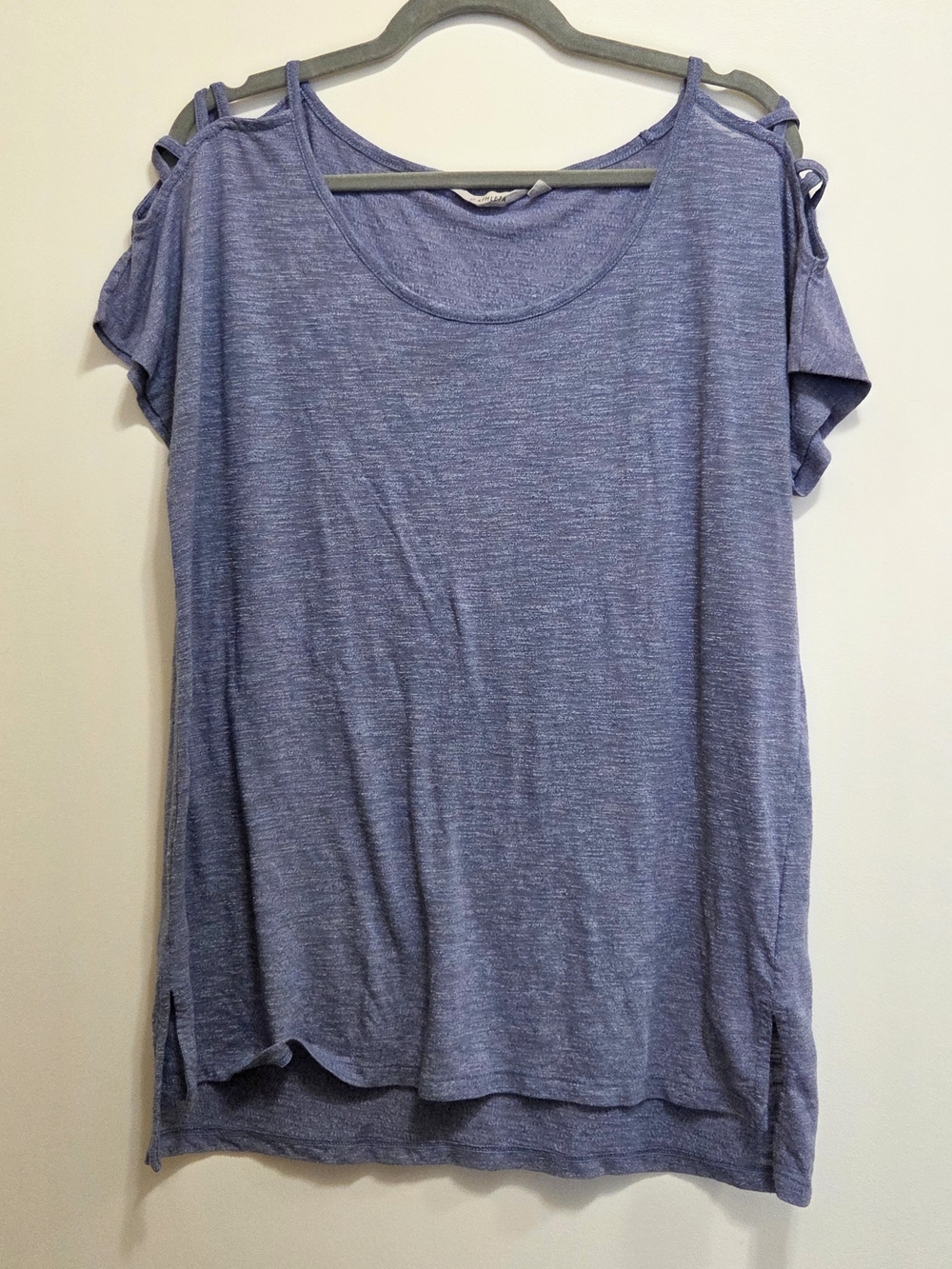 Athleta Heather Blue Cold-Shoulder Short Sleeve Tee